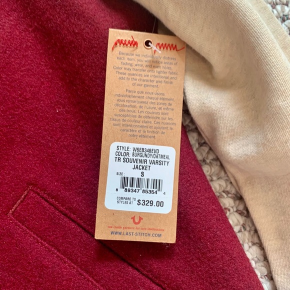 NWT True Religion Souvenir Varsity Jacket sz S - Picture 2 of 5